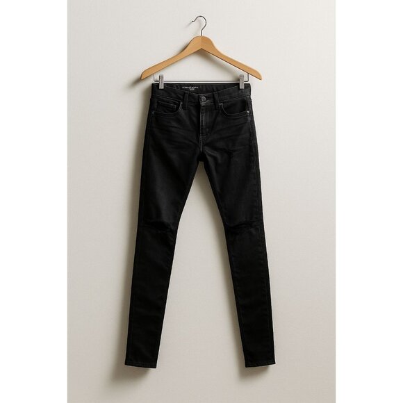 AG Adriano Goldschmied The Farrah Skinny Distressed Women's 27 Black Leatherette - Picture 8 of 16